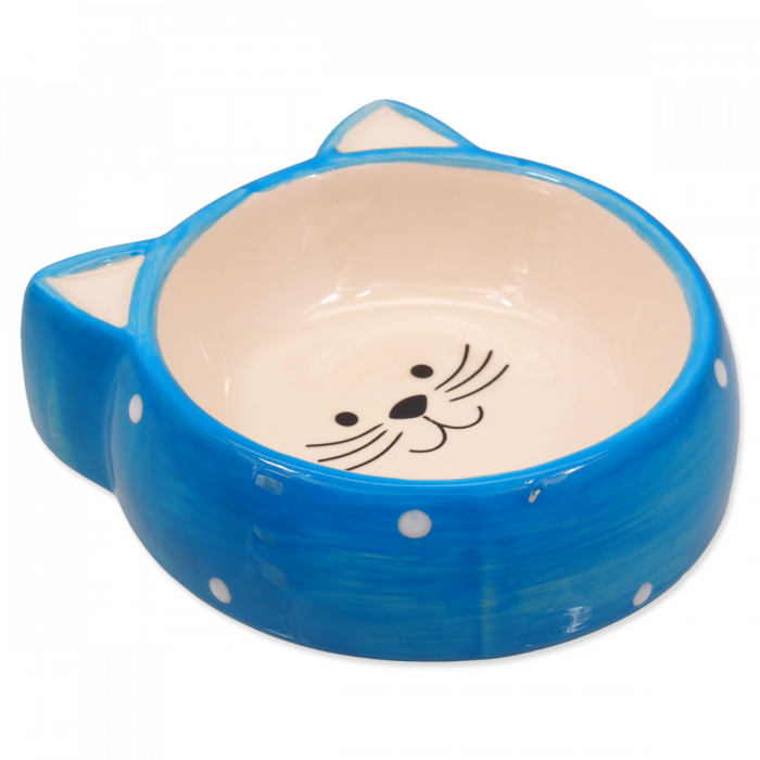 Ciotola in ceramica per gatti "Micio" blu 13x12,5x4cm