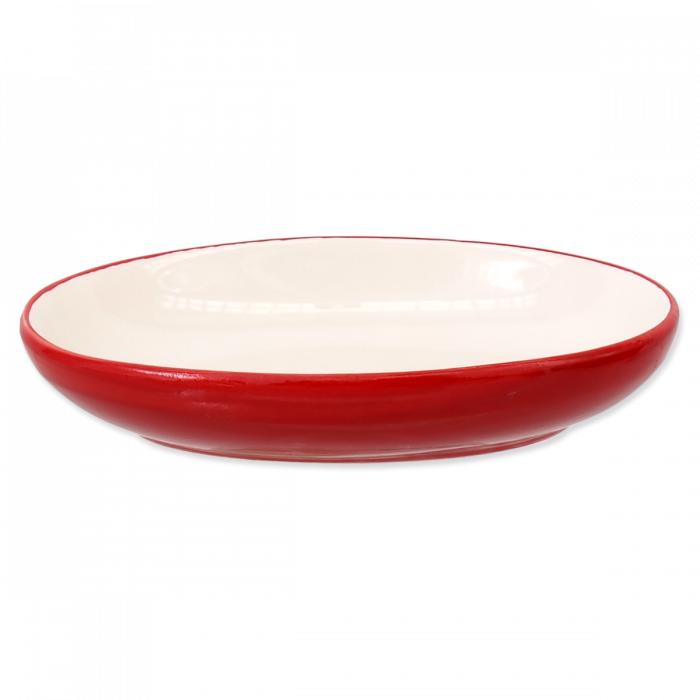 Ciotola in ceramica per gatti Ovale rossa 11.5x9x2.5cm