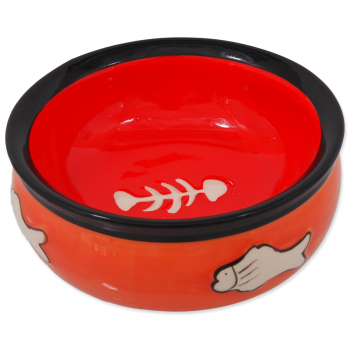 Ciotola in ceramica per gatti rossa 12,5x5cm