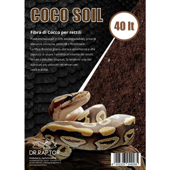 Dr.raptor Coco Soil 40 Litri 3,5Kg - Fibra Di Cocco per rettili e terrari