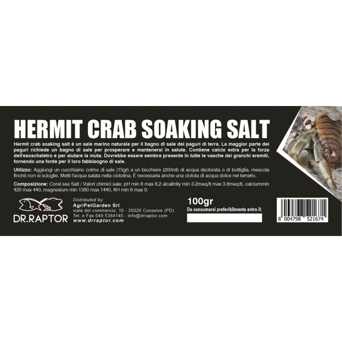 Dr.Raptor Hermit Crab soaking salt - Sali per l'acqua dei Paguri terrestri