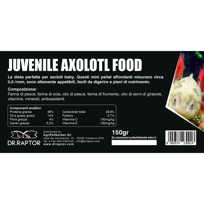Dr.Raptor Juvenile Axolotl Food 150gr - Mangime per Axolotl Baby