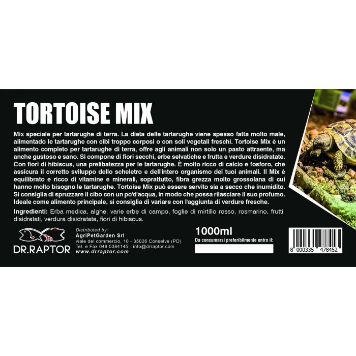 Dr.Raptor Tortoise Mix 1000ml - Mangime completo per tartarughe di terra