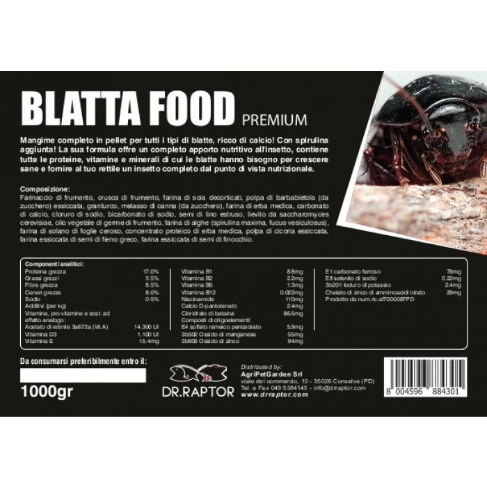 Dr.Raptor Premium Blatta Food - Mangime per Blatte 1000gr