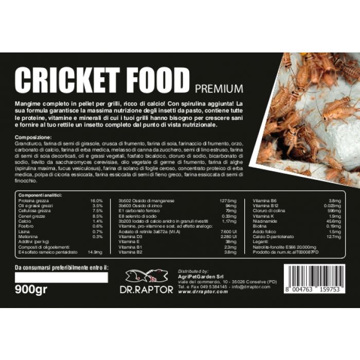 Dr.Raptor Cricket Food - Mangime per Grilli 900gr