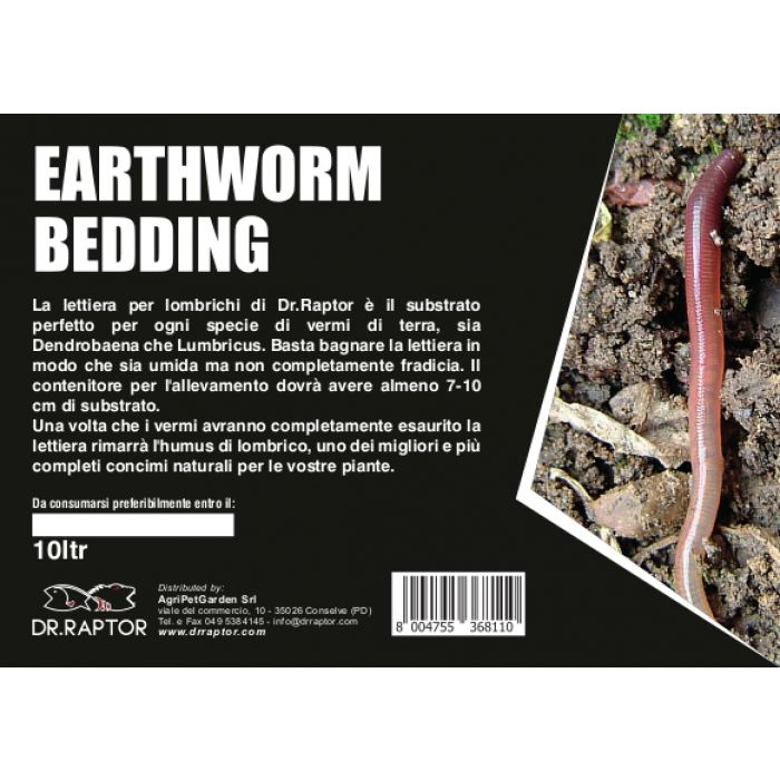 Dr.Raptor EarthWorm Bedding - Substrato d'allevamento per Lombrichi 10 Litri