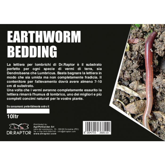 Dr.Raptor EarthWorm Bedding - Substrato d'allevamento per Lombrichi 10  Litri - Agripet Garden