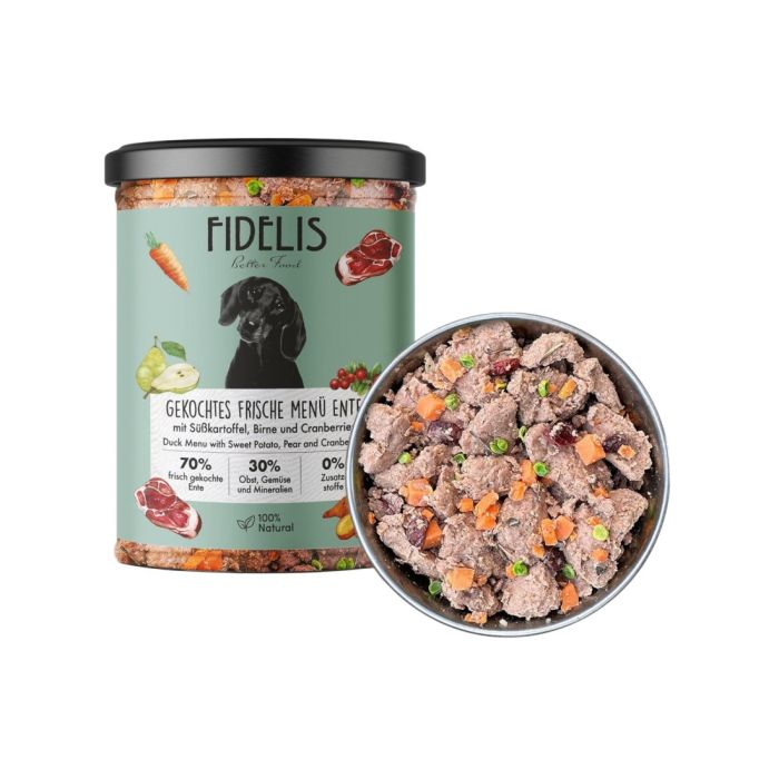 Fidelis - Menu con Anatra fresca cotta con patate dolci, pere e mirtilli 400gr