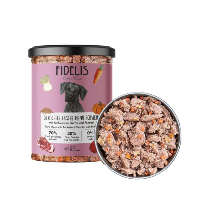 Fidelis - Menu di maiale fresco cotto con grano saraceno, zucca e finocchio 400gr