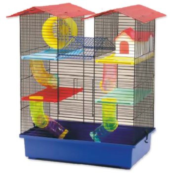 Gabbia per roditori DOPPIA TORRE Rossa e Blu 55x38x62cm