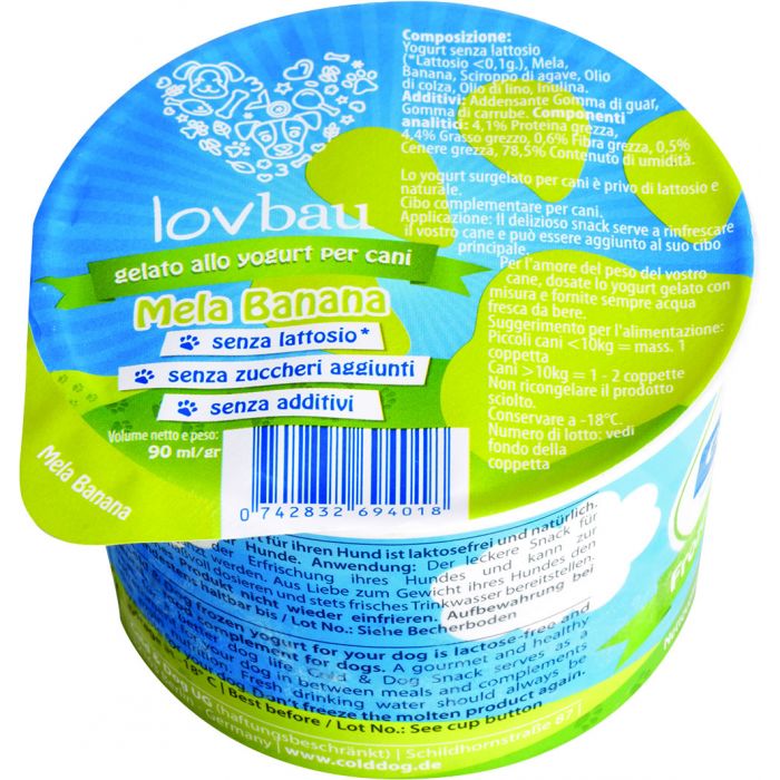 Lovbau Gelato allo Yogurt per Cani - Gusto Mela e Banana 90gr