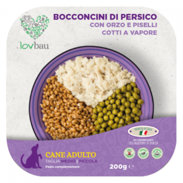 Lovbau Bocconcini di Persico con orzo e piselli cotti al vapore 200gr