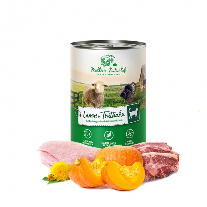 MULLER'S NATURHOF Umido Gatto - Agnello e Tacchino 400gr