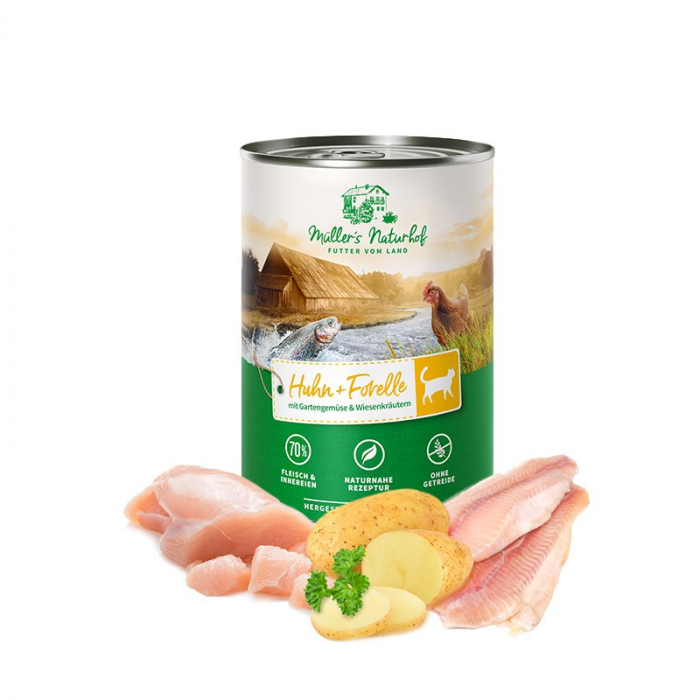 MULLER'S NATURHOF Umido Gatto - Pollo e Trota 400gr