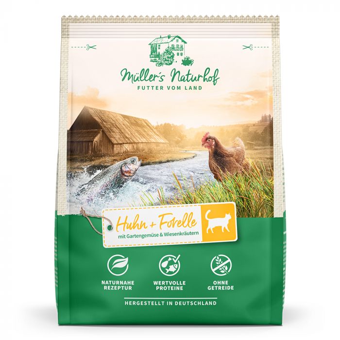 MULLER'S NATURHOF Cibo Secco per Gatti - Pollo e Trota 400gr