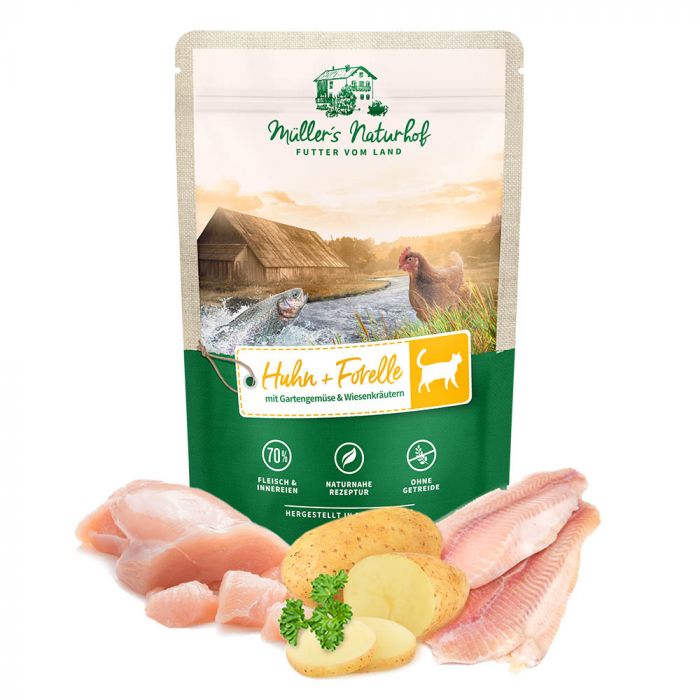 MULLER'S NATURHOF Umido Gatto - Pollo e Trota 100gr