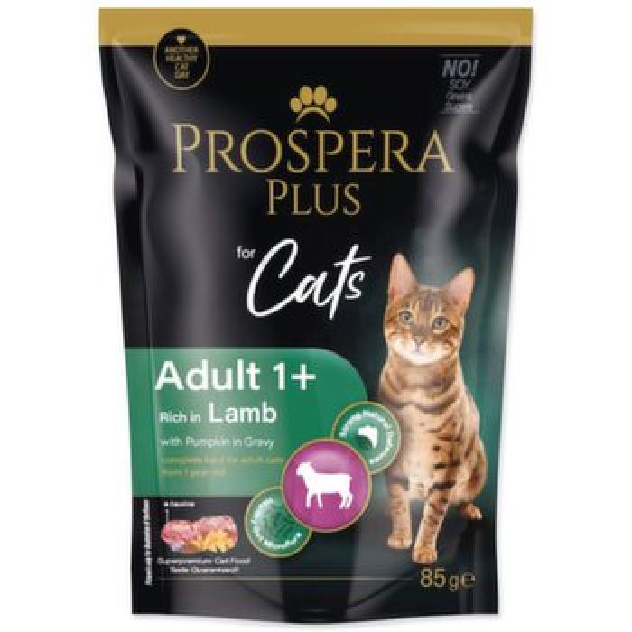 Prospera Plus Adult 1+ umido per gatti - Agnello e zucca 85gr