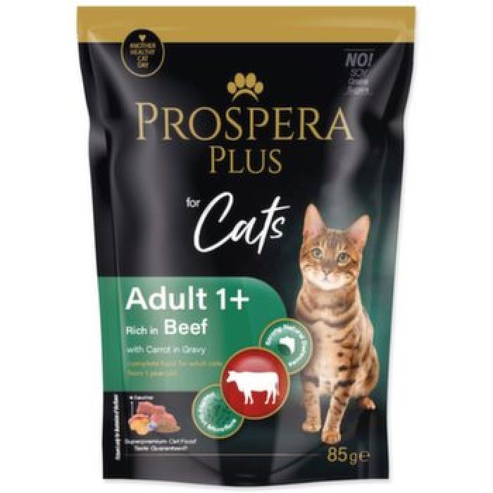 Prospera Plus Adult 1+ umido per gatti - Manzo e carote 85gr