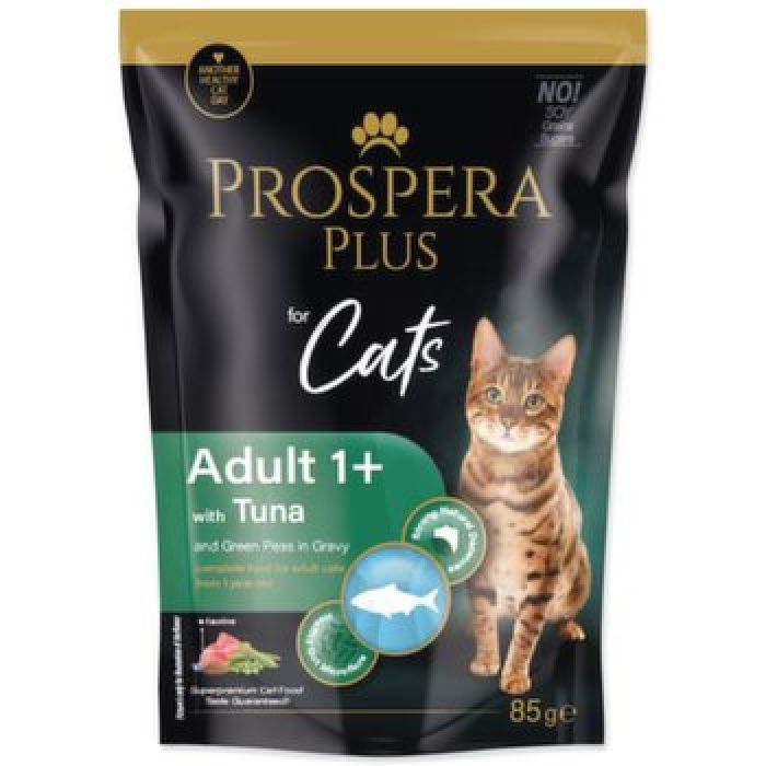 Prospera Plus Adult 1+ umido per gatti - Tonno e piselli 85gr