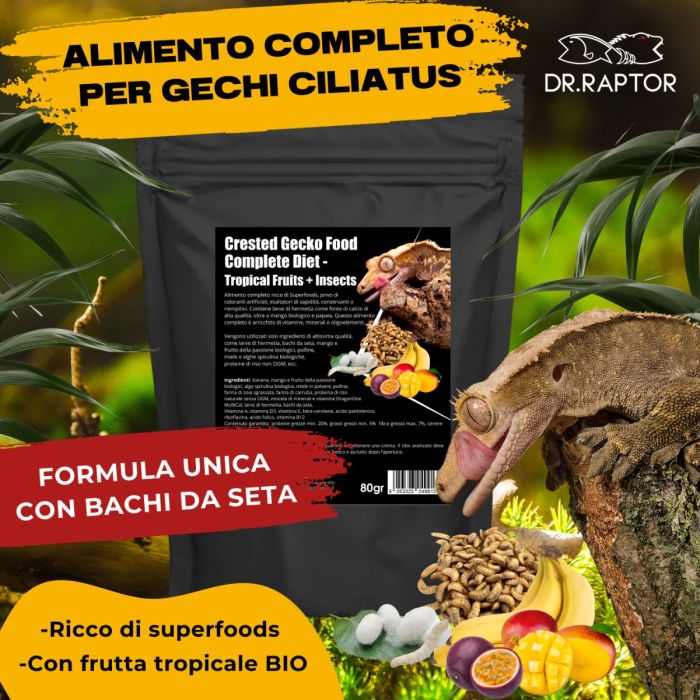 Dr.Raptor Crested Gecko Food Complete Diet - Tropical Fruits + Insects