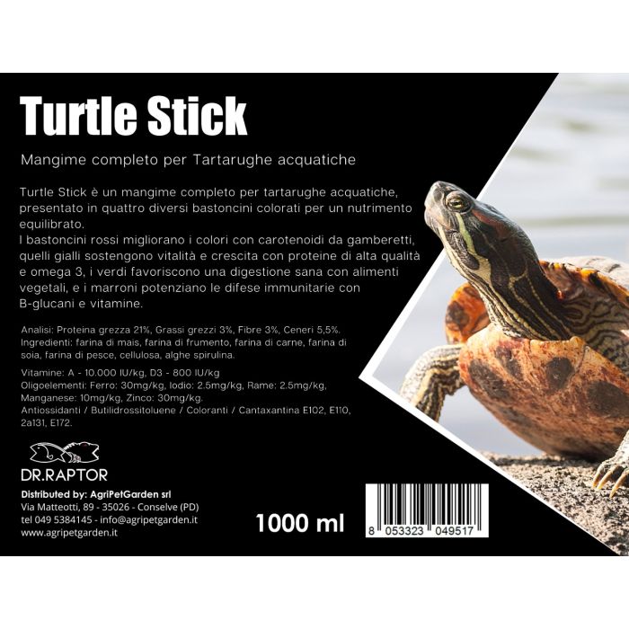 Dr.Raptor Turtle Sticks 1000ml - Mangime per Tartarughe d'acqua adulte