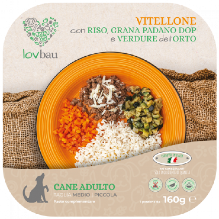 Lovbau Spezzatino di Vitellone con riso, grana e verdure dell'orto