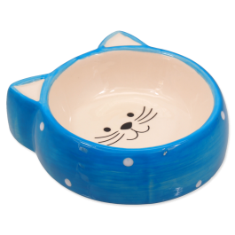 Ciotola Per Gatti In Ceramica Rialzata | Design A Petali, Base Pesante Antiribaltamento, Colore Mare Blu E Sole