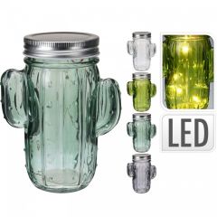 Vaso Vetro a forma di Cactus con luci a led
