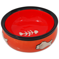 Ciotola in ceramica per gatti rossa 12,5x5cm