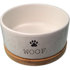 Ciotola "Woof" in ceramica con base in Bamboo M