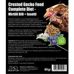 Dr.Raptor Crested Gecko Food Complete Diet - Mirtillo BIO + Insetti