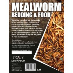 Dr.Raptor Mealworm Bedding and Food - Mangime d'allevamento per Tarme e Caimani 5 Litri