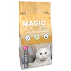 Lettiera per gatti Magic Litter - Bentonite Ultra White Baby Talco 5L