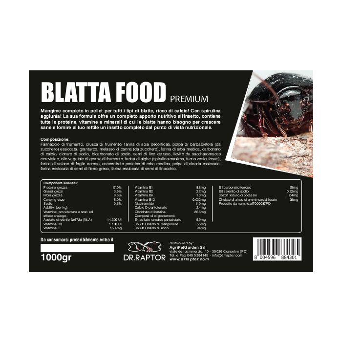 Dr.Raptor Premium Blatta Food - Mangime per Blatte 1000gr