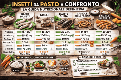 Valori nutrizionali insetti da pasto: la Tabella Comparativa
